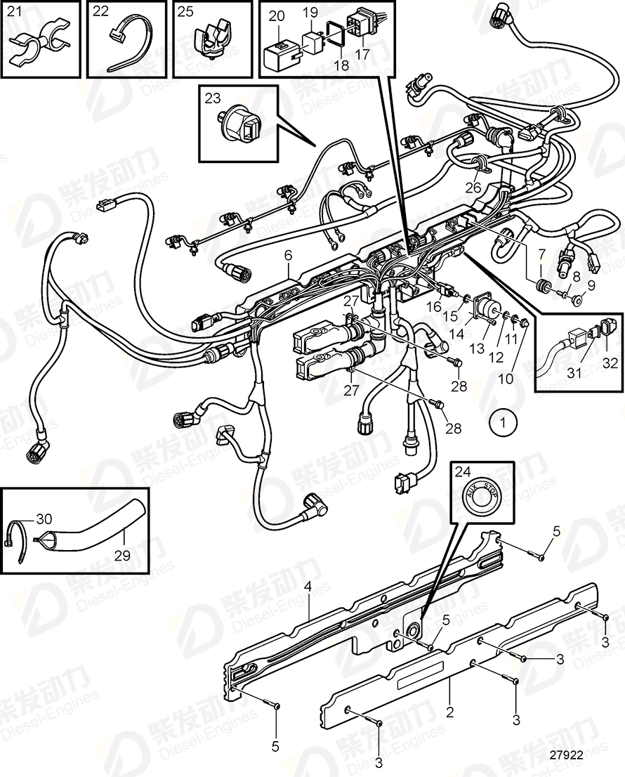 VOLVO Cable harness 3847770 Drawing